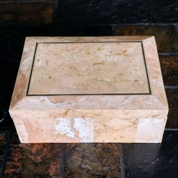 Vintage Coral Stone Jewelry Box - Picture 1 of 16